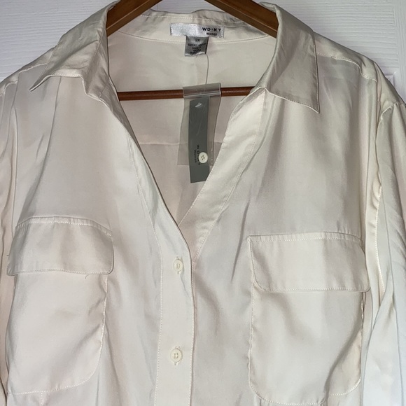 WD NY cream button up blouse 3X - Picture 3 of 5